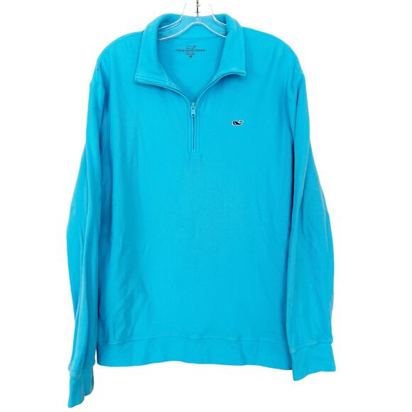 Vineyard Vines Blue Quarter Zip Sweater Sz M - Picture 1 of 5